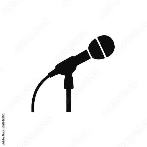 A black silhouette of a microphone on a stand 