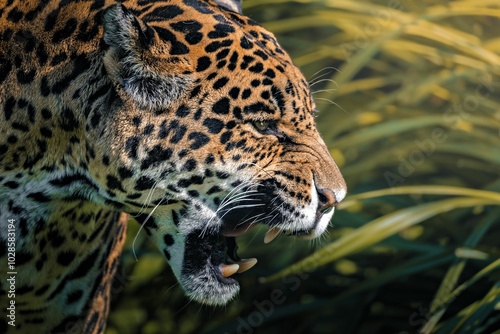 Картината върху платно Close-up of a fierce jaguar in the wild.