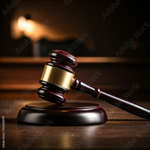 wooden gavel on a wooden background