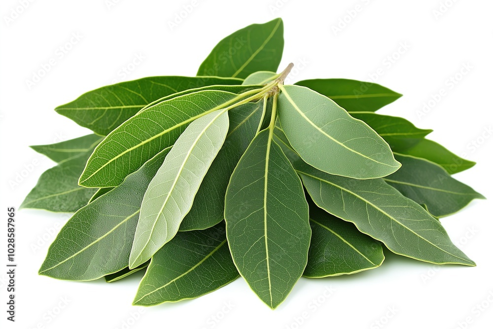 Variety of fresh green leaves isolated on a white background for botanical illustration Variety of fresh green leaves isolated on a white background for botanical illustration