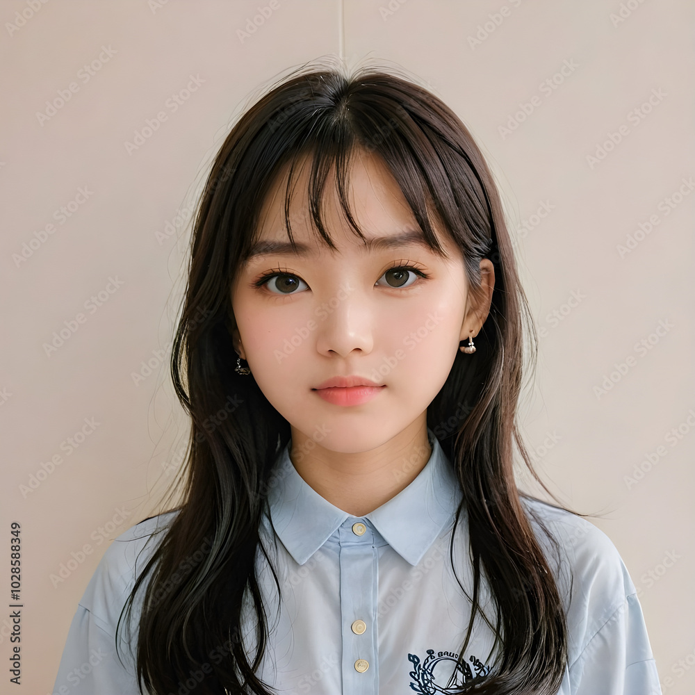 arafed asian woman with long hair wearing a blue shirt
arafed asian woman with long hair wearing a blue shirt