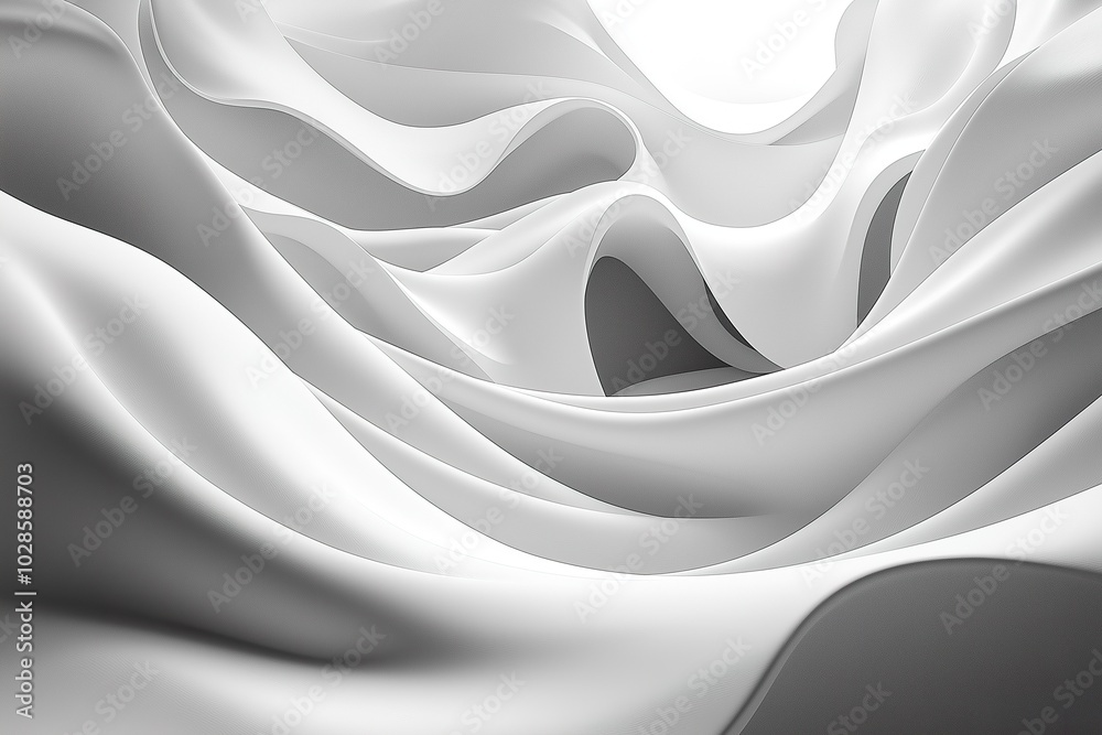 Obraz premium Explore the elegance of abstract design featuring smooth flowing lines that evoke a sense of serenity and tranquility in soft hues of blue and white