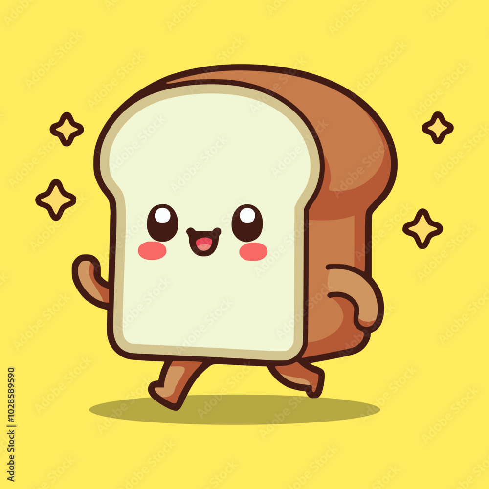 cute happy bread running kawaii cartoon character vector illustration template design cute happy bread running kawaii cartoon character vector illustration template design