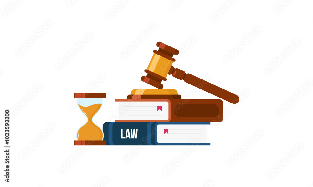 Law and Justice Concept with Scales Judge, Gavel Book, and Hammer Illustration Law and Justice Concept with Scales Judge, Gavel Book, and Hammer Illustration