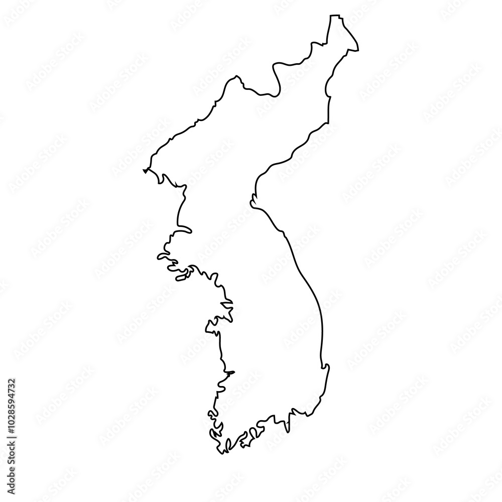korea map outline isolated on transparent background. korea map outline isolated on transparent background.