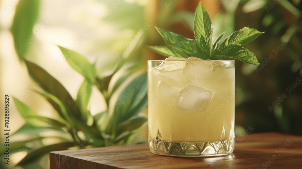 Refreshing Citrus Beverage with Mint Garnish Refreshing Citrus Beverage with Mint Garnish