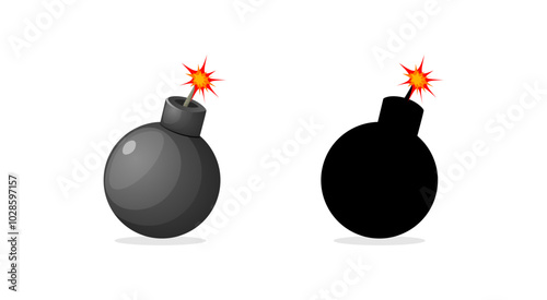 Bomb ball sparkles vector illustration. Lit bomb with a sparkled fuse