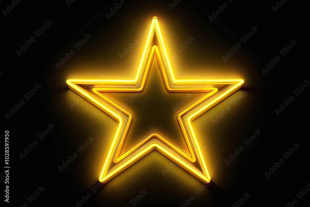 Neon yellow star on black background Neon yellow star on black background