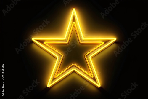 Neon yellow star on black background