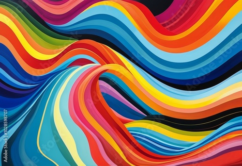 Vibrant Abstract Waves in Dynamic Multicolor Design