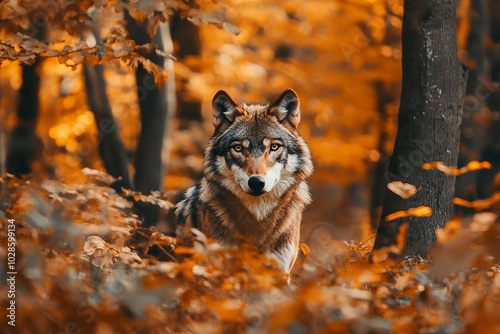 A majestic deer in a beautiful autumn forest created with generative AI technology