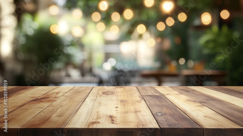 light wooden table with blurred background photo