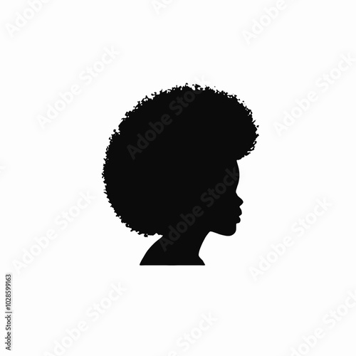 A black silhouette of a woman with an afro hairstyle 