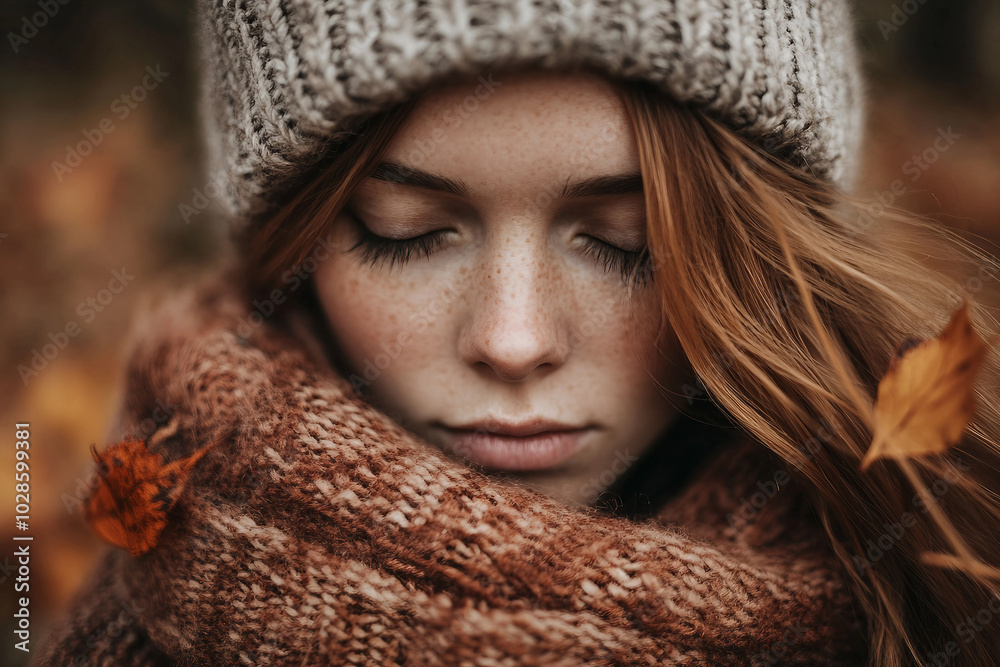 Dramatic quiet autumn scene, sad minded person contemplating rainy day, Generative AI Dramatic quiet autumn scene, sad minded person contemplating rainy day, Generative AI