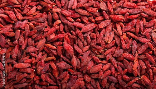 full background of goji berries top view