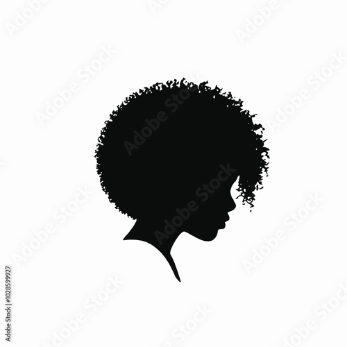 A black silhouette of a woman with an afro hairstyle 