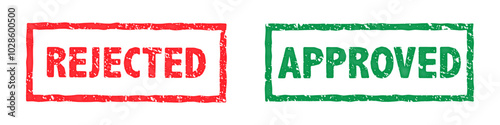 Approved and rejected vector stamp grunge set. Grunge-style stamps for approval and rejection