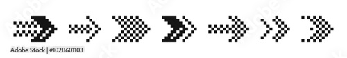 Pixelated arrow icons in multiple directions. Retro and gaming-inspired design
