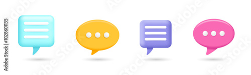 Speech bubble frame 3D vector icon set