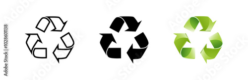 Recycling triangle symbol vector set