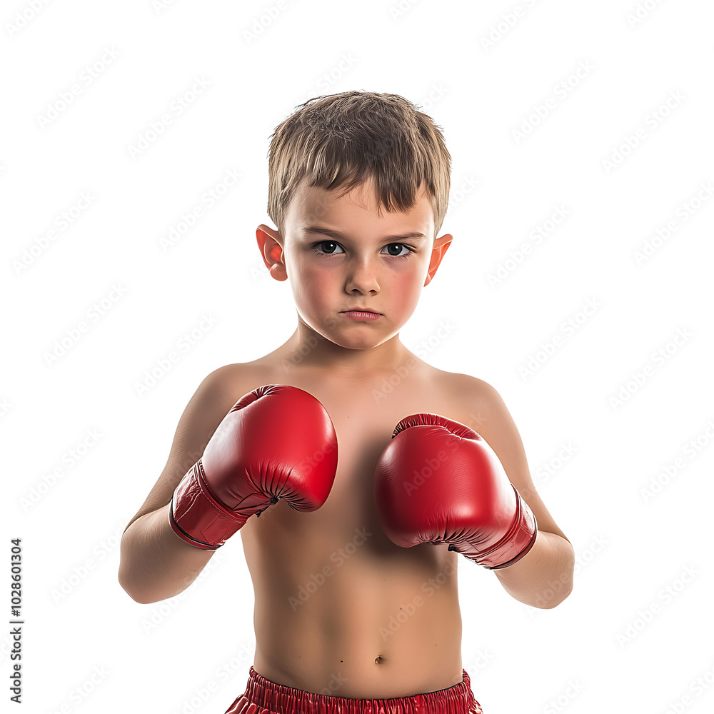 Portrait Kid Boxer Pose, isolated on a transparent background Portrait Kid Boxer Pose, isolated on a transparent background