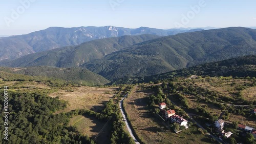 Aerial view of Village of Yavrovo with Authentic nineteenth century houses, Plovdiv Region, Bulgaria photo