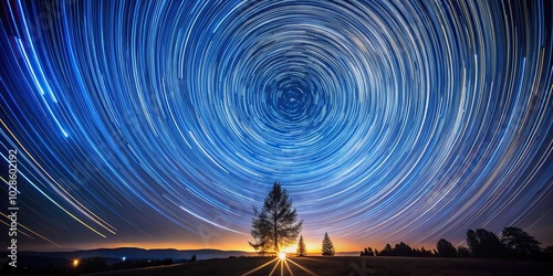 Night sky with circumpolar stars around the Pole star photo