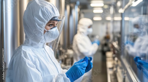 Lab Technician in Protective Gear Conducting Research photo