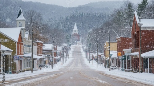 Snowy Winter Scene in a Charming Town