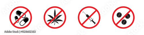 No drugs vector icon set