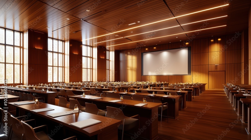 Modern Conference Room with Wooden Decor and Seating Modern Conference Room with Wooden Decor and Seating
