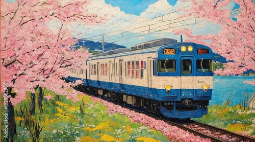 Jr Train and Cherry Blossom --ar 16:9 --v 6.1 Job ID: 3356911d-a73a-41f5-95b2-64acea789686
