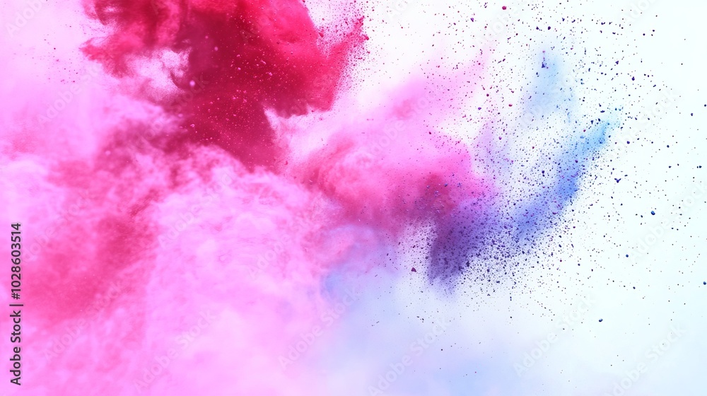 An explosion of colored powder against a white background, resembling vibrant Holi paint. A cloud of colors bursts in the air. An explosion of colored powder against a white background, resembling vibrant Holi paint. A cloud of colors bursts in the air.