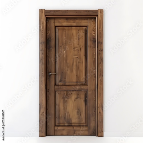 Brown door isolated on white background