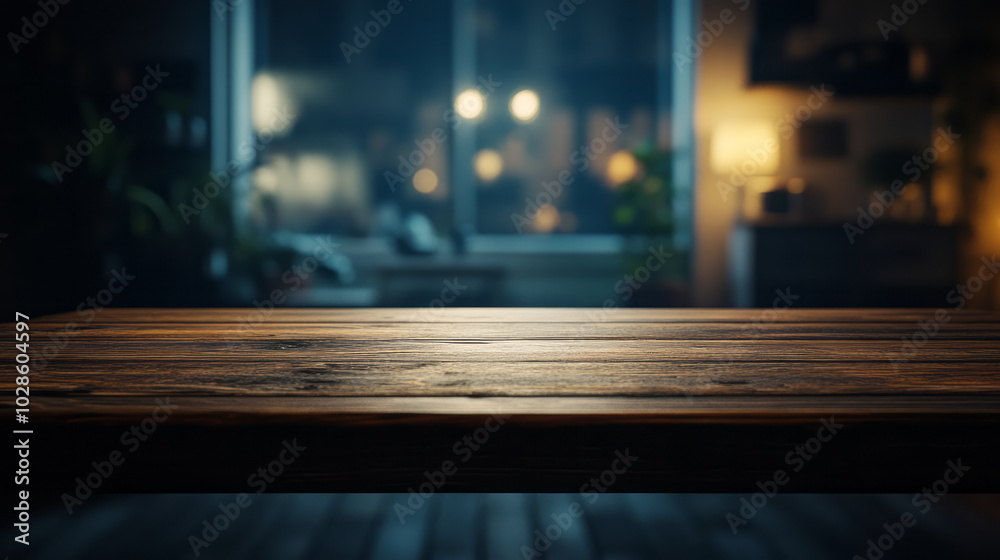 Wooden table with dark blurred background Wooden table with dark blurred background