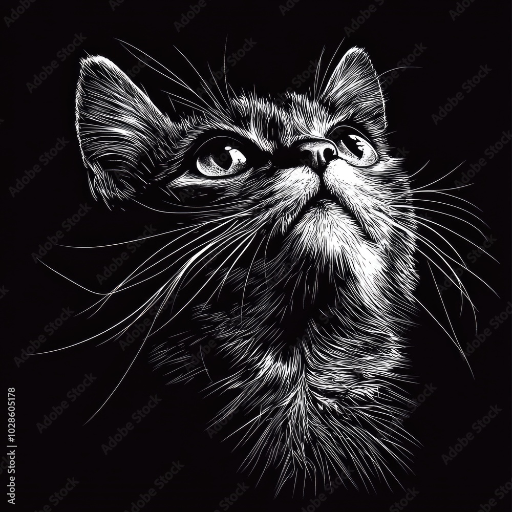Naklejka premium black and white cat
