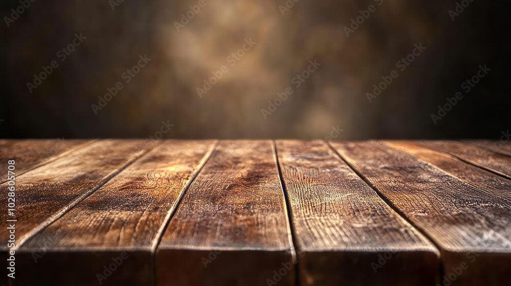 Wooden table with dark blurred background Wooden table with dark blurred background
