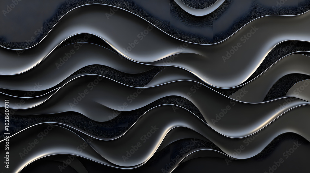 3D Black Wavy Shapes on Background 3D Black Wavy Shapes on Background