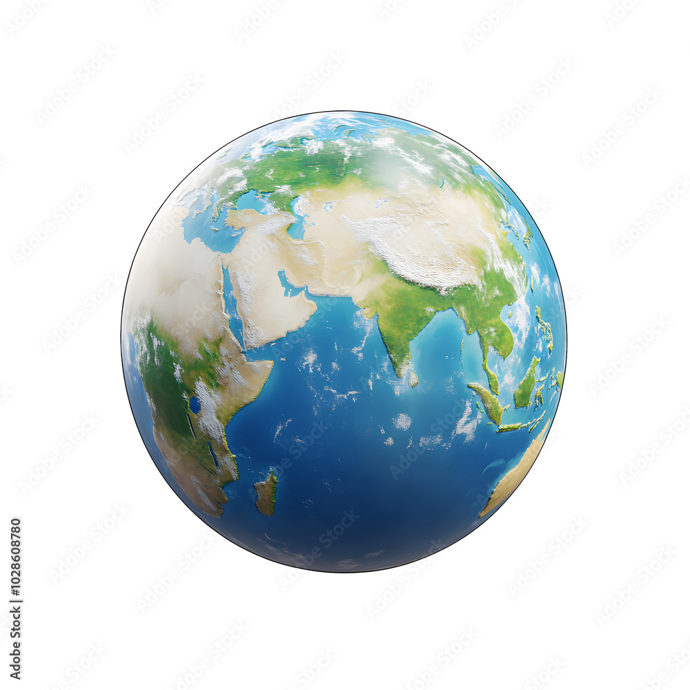 Fototapeta premium Earth globe 3d icon cartoon style floating on transparency background PNG