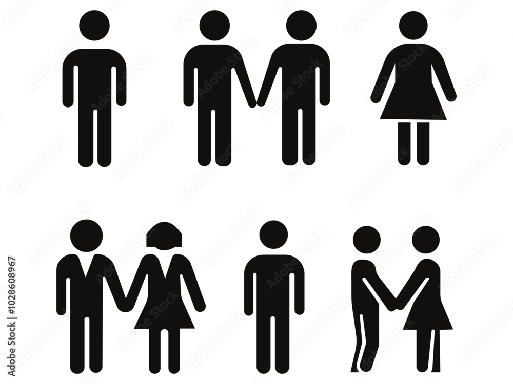 Set of people icons in flat style crowd group of people icons set Set of people icons in flat style crowd group of people icons set