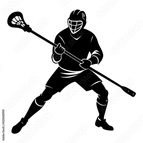 lacrosse player vector silhouette