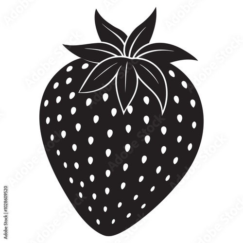 Simple Strawberry Vector Silhouette Illustration