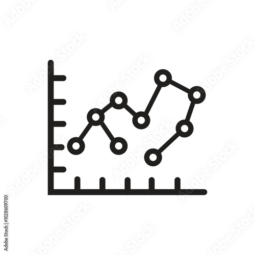 Line graph icon on white background