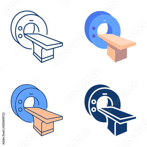 MRI scanner machine icon set