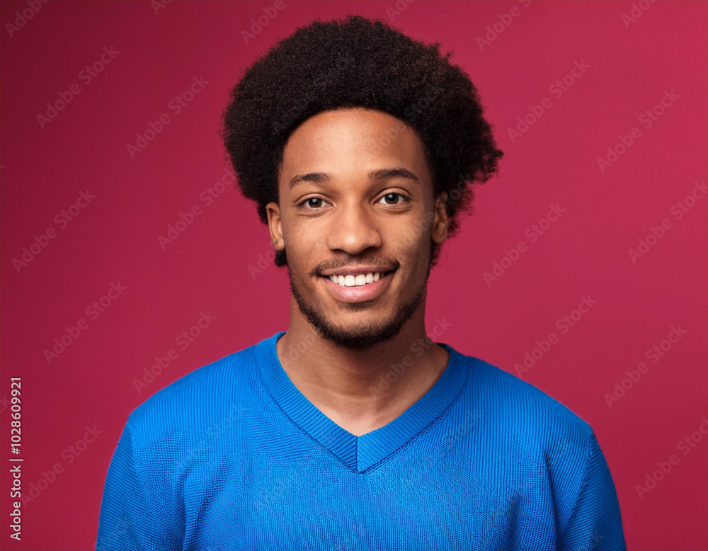 Headshot Portrait of a Smiling Man with Contemporary Style, Isolated on Color Background with Ample Copy Space Headshot Portrait of a Smiling Man with Contemporary Style, Isolated on Color Background with Ample Copy Space