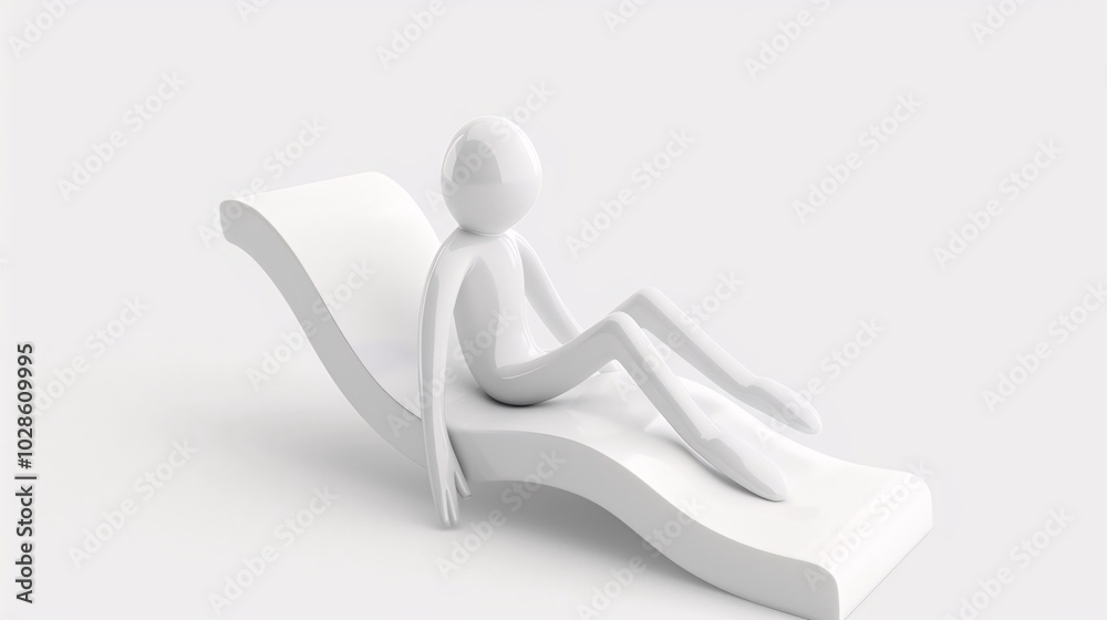 3D Character Relaxing on a White Background 3D Character Relaxing on a White Background