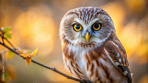 Northern Saw whet Owl in southern MN under controlled conditions Macro