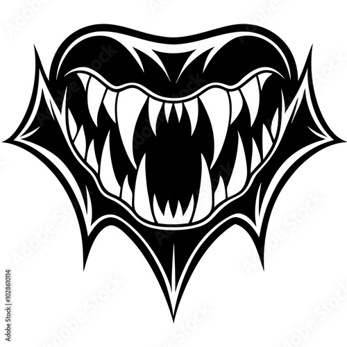 silhouette of a Halloween Vampire Fangs vector black