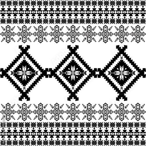 American seamless black white tribal ethnic native pattern.Traditional Navajo,Aztec,Apache,Southwest style fabric pattern.Abstract vector motif.For fabric,clothing,blanket,carpet,woven,wrap,decoration