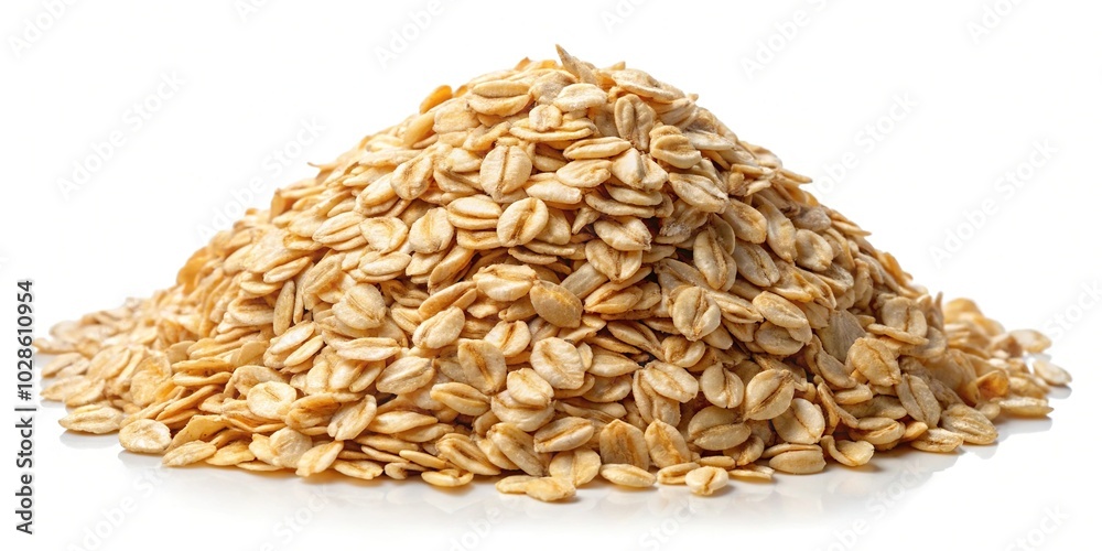 Oat flakes pile on white background Oat flakes pile on white background
